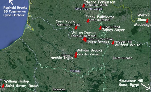 Map of WWI grave sites